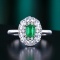 14k Gold 0.43 Ctw Vivid Green Natural Emerald & Diamond Ring