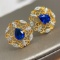 14k Gold 1.55 Ctw Natural Sapphire & Diamond Earrings