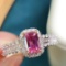 14k Gold 1.56 Ctw Natural Padparadscha Sapphire & Diamond Ring