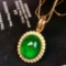 14k Gold 5.51 Ctw Vivid Green Natural Emerald & Diamond Pendant