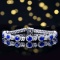 14k Gold 5.34 Ctw Vivid Blue Natural Sapphire & Diamond Bracelet