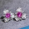 14k Gold 3.80 Ctw Natural Sapphire & Diamond Earrings