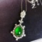14k Gold 2.24 Ctw Vivid Green Natural Emerald & Diamond Pendant