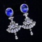 14k Gold 7.01 Ctw Vivid Blue Natural Sapphire & Diamond Earrings