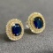 14k Gold 2.90 Ctw Natural Sapphire & Diamond Earrings