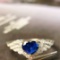 14k Gold 0.63 Ctw Vivid Blue Natural Sapphire & Diamond Ring
