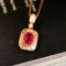 14k Gold 0.78 Ctw Natural Ruby & Diamond Pendant