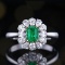 14k Gold 0.50 Ctw Vivid Green Natural Emerald & Diamond Ring