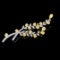 14k Gold 2.53 Ctw Natural Yellow Diamond & Diamond Brooch