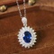 14k Gold 1.40 Ctw Natural Sapphire & Diamond Pendant
