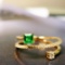 14k Gold 0.37 Ctw Vivid Green Natural Emerald & Diamond Ring