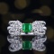 14k Gold 0.46 Ctw Vivid Green Natural Emerald & Diamond Ring