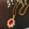 14k Gold 1.13 Ctw Natural Ruby & Diamond Pendant