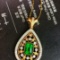 14k Gold 1.13 Ctw Vivid Green Natural Emerald & Diamond Pendant