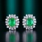 14k Gold 1.79 Ctw Vivid Green Natural Emerald & Diamond Earrings