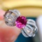 14k Gold 1.06 Ctw Natural Padparadscha Sapphire & Diamond Ring