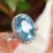 14k Gold 4.13 Ctw Natural Aquamarine & Diamond Ring