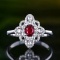 14k Gold 0.49 Ctw Vivid Red Natural Ruby & Diamond Ring