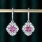 14k Gold 0.88 Ctw Natural Padparadscha Sapphire & Diamond Earrings