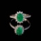 14k Gold 1.64 Ctw Vivid Green Natural Emerald & Diamond Ring