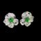 14k Gold 1.19 Ctw Vivid Green Natural Emerald & Diamond Earrings