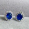 14k Gold 1.69 Ctw Vivid Blue Natural Sapphire & Diamond Earrings