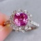 14k Gold 2.52 Ctw Natural Padparadscha Sapphire & Diamond Ring