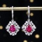 14k Gold 2.43 Ctw Natural Padparadscha Sapphire & Diamond Earrings