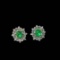 14k Gold 1.44 Ctw Vivid Green Natural Emerald & Diamond Earrings