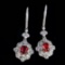14k Gold 2.51 Ctw Vivid Red Natural Ruby & Diamond Earrings