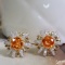14k Gold 3.94 Ctw Natural Partschinite & Diamond Earrings