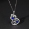 14k Gold 0.44 Ct Vivid Blue Natural Sapphire & Diamond Pendant