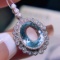 14k Gold 3.65 Ctw Natural Aquamarine & Diamond Pendant