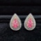 14k Gold 1.12 Ctw Natural Pink Diamond & Diamond Earrings
