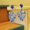 14k Gold 1.12 Ctw Vivid Blue Natural Sapphire & Sapphire Earrings