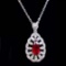 14k Gold 1.55 Ctw Natural Ruby & Diamond Pendant