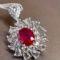 14k Gold 0.8 Ct Vivid Red Natural Ruby & Sapphire Pendant