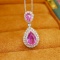 14k Gold 2.28 Ctw Natural Padparadscha Sapphire & Diamond Pendant