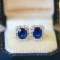 14k Gold 1.49 Ctw Natural Sapphire & Diamond Earrings