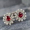 14k Gold 1.55 Ctw Vivid Red Natural Ruby & Diamond Earrings