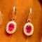 14k Gold 2 Ct Vivid Red Natural Ruby & Diamond Earrings