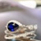 14k Gold 1.11 Ctw Vivid Blue Natural Sapphire & Diamond Ring