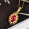 14k Gold 1.05 Ctw Vivid Red Natural Ruby & Diamond Pendant