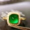 14k Gold 1.52 Ctw Vivid Green Natural Emerald & Diamond Ring