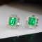 14k Gold 1.2 Ctw Vivid Green Natural Emerald & Diamond Earrings