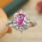 14k Gold 1.34 Ctw Natural Padparadscha Sapphire & Diamond Ring