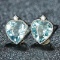 14k Gold 2.86 Ct Natural Aquamarine & Diamond Earrings