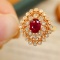 14k Gold 0.82 Ctw Natural Ruby & Diamond Ring