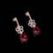 14k Gold 6.11 Ctw Natural Tourmaline & Diamond Earrings