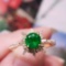 14k Gold 0.55 Ct Vivid Green Natural Emerald & Diamond Ring